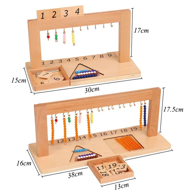 Montessori Números 1-9 | Juguete educativo internacional que combina cuentas de colores y tablero numérico para enseñar matemáticas básicas. Ideal para desarrollar habilidades de conteo, coordinación y aprendizaje prác