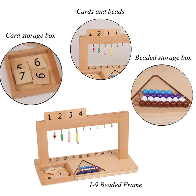 Montessori Números 1-9 | Juguete educativo internacional que combina cuentas de colores y tablero numérico para enseñar matemáticas básicas. Ideal para desarrollar habilidades de conteo, coordinación y aprendizaje prác