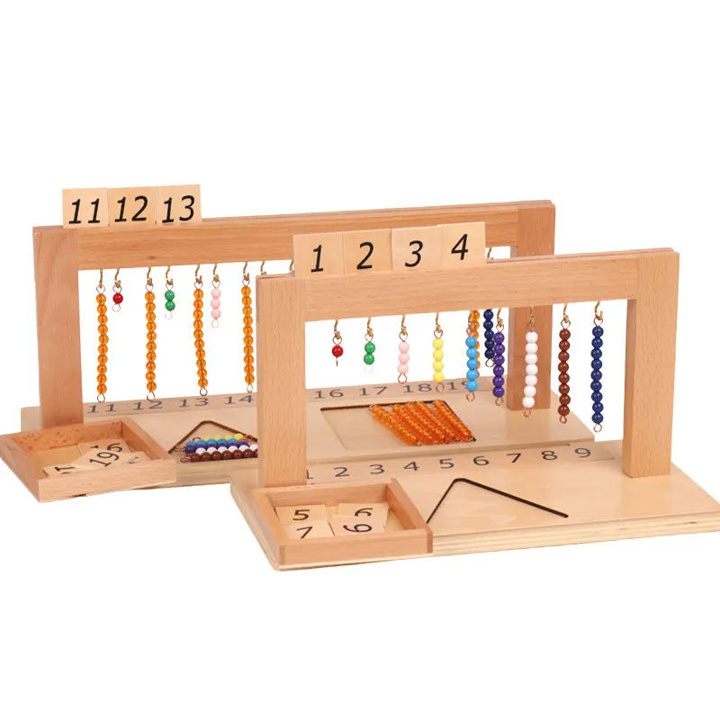 Montessori Números 1-9 | Juguete educativo internacional que combina cuentas de colores y tablero numérico para enseñar matemáticas básicas. Ideal para desarrollar habilidades de conteo, coordinación y aprendizaje prác