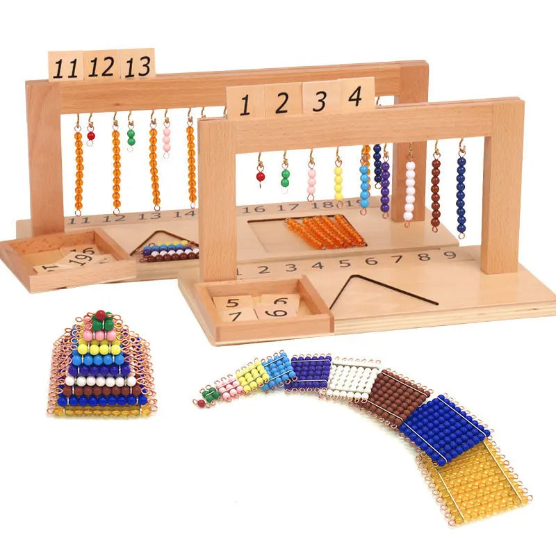 Montessori Números 1-9 | Juguete educativo internacional que combina cuentas de colores y tablero numérico para enseñar matemáticas básicas. Ideal para desarrollar habilidades de conteo, coordinación y aprendizaje prác