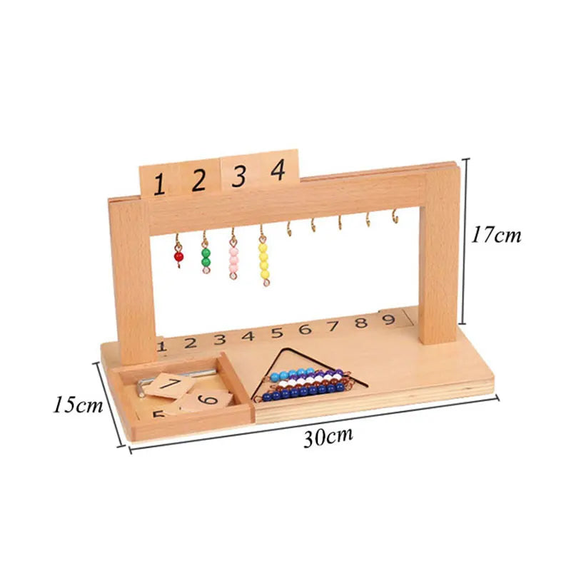 Montessori Números 1-9 | Juguete educativo internacional que combina cuentas de colores y tablero numérico para enseñar matemáticas básicas. Ideal para desarrollar habilidades de conteo, coordinación y aprendizaje prác