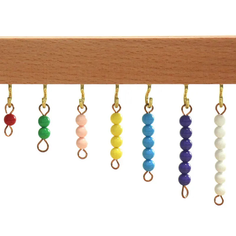 Montessori Números 1-9 | Juguete educativo internacional que combina cuentas de colores y tablero numérico para enseñar matemáticas básicas. Ideal para desarrollar habilidades de conteo, coordinación y aprendizaje prác