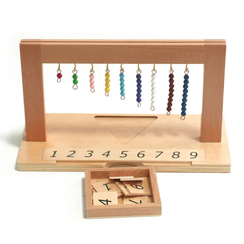 Montessori Números 1-9 | Juguete educativo internacional que combina cuentas de colores y tablero numérico para enseñar matemáticas básicas. Ideal para desarrollar habilidades de conteo, coordinación y aprendizaje prác