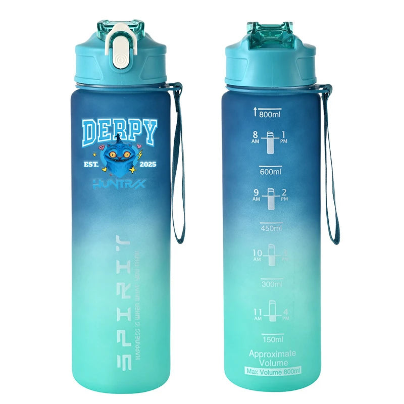 Botella Deportiva K-Pop Demon Hunters 800ml | Botella de plástico resistente y a prueba de fugas, con escala medidora. Ideal para viajar, entrenar o actividades diarias, manteniendo tu bebida segura y accesible. Perfecta par