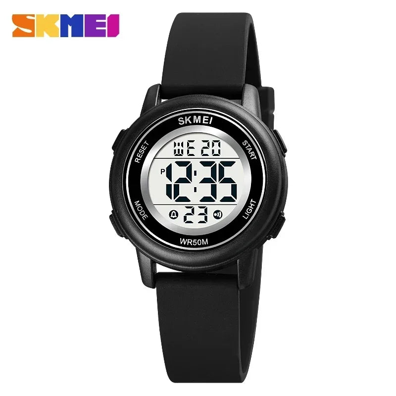 Reloj de pulsera digital LED de colores, resistente al agua, con alarma, deportivo, para niños y niñas.