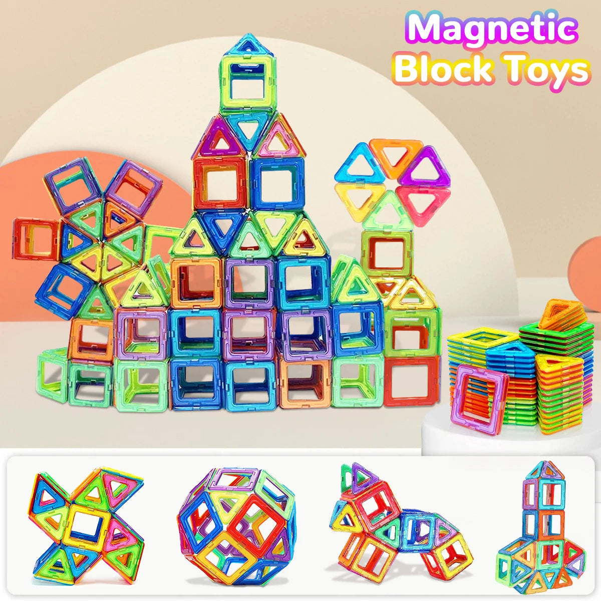 Bloques de construcción magnéticos, juguetes de imanes para bricolaje, juguetes STEM de tamaño mediano. Juguete educativo.