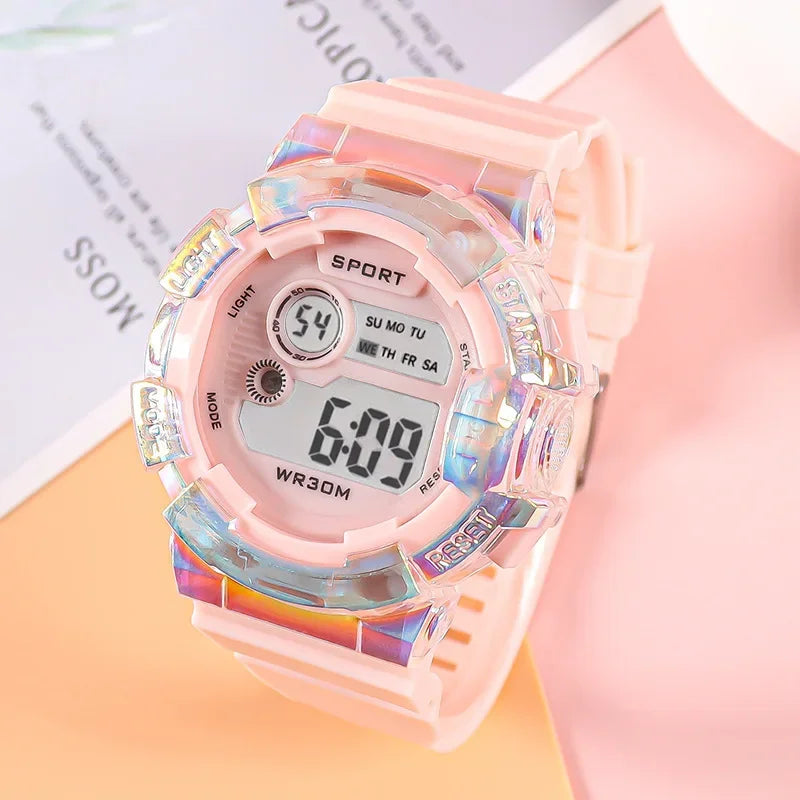 Relojes digitales LED Luminoso de moda para niños y niñas, estudiantes, reloj deportivo con alarma.