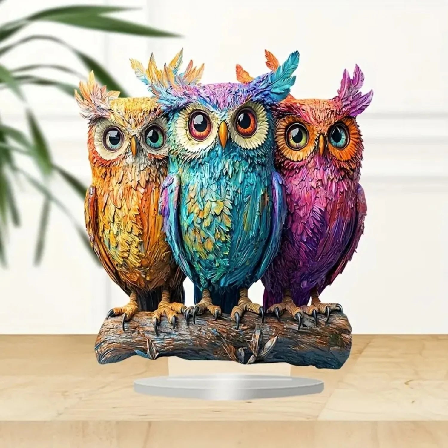 “Figura Acrílica 2D de Búho sobre Rama | Adorno Decorativo para Escritorio, Hogar, Estudio u Oficina. Perfecta para Exhibidores, Mesas y Como Regalo Original.”
