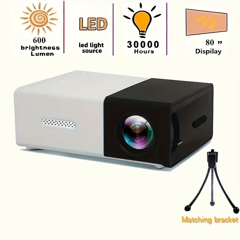 El Proyector de alta definición (YG300) a tu alcance, adecuado para acampar al aire libre, en salas de estar,  dormitorio. Fácil de trasladar
