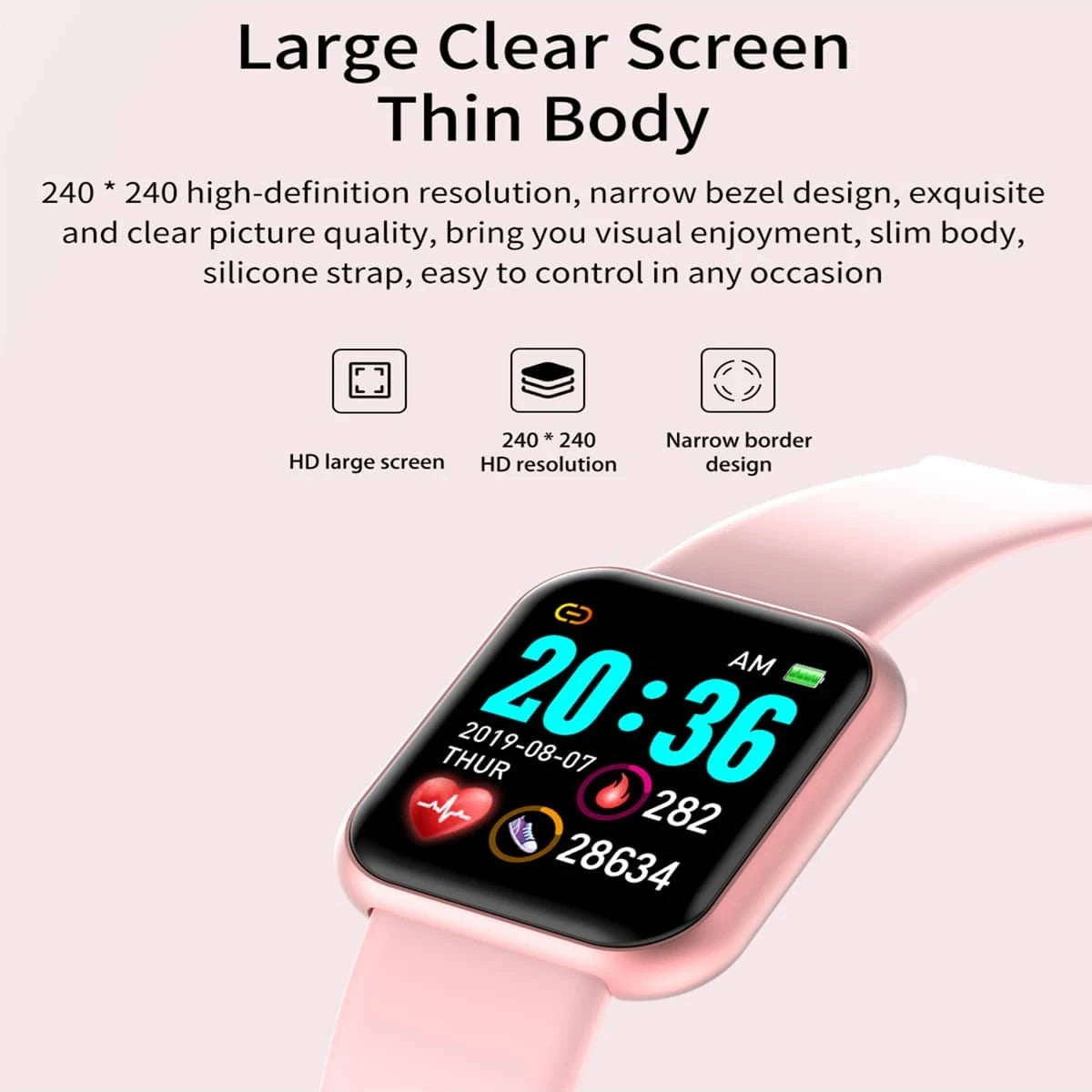 Reloj inteligente Y68 D20 con control de música, recordatorio de mensajes, calorías, distancia y monitor de actividad física para hombres y mujeres, reloj inteligente para niños y mujeres, reloj con alarma.