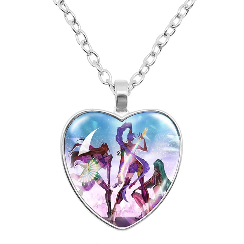 Collar y Pulsera Anime K-Pop Demon Hunters | Juego de accesorios con diseño de corazón, ideal para niñas y mujeres fanáticas del K-Pop. Perfecto para completar tu look, regalar o coleccionar, combinando estilo moderno y d
