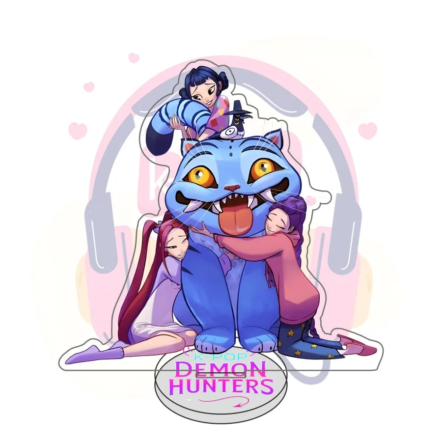 Figura Acrílica de Anime/K-Pop Demon Hunters | Soporte decorativo original para mesa, ideal para exhibir personajes favoritos. Perfecto para coleccionistas y fanáticos que buscan un toque único en su espacio.