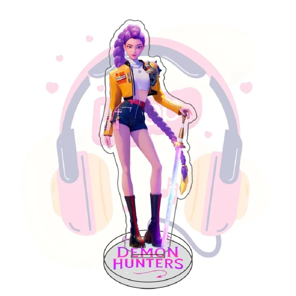 Figura Acrílica de Anime/K-Pop Demon Hunters | Soporte decorativo original para mesa, ideal para exhibir personajes favoritos. Perfecto para coleccionistas y fanáticos que buscan un toque único en su espacio.