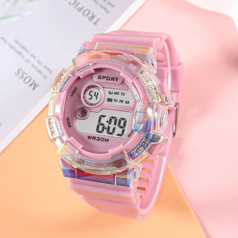 Relojes digitales LED Luminoso de moda para niños y niñas, estudiantes, reloj deportivo con alarma.