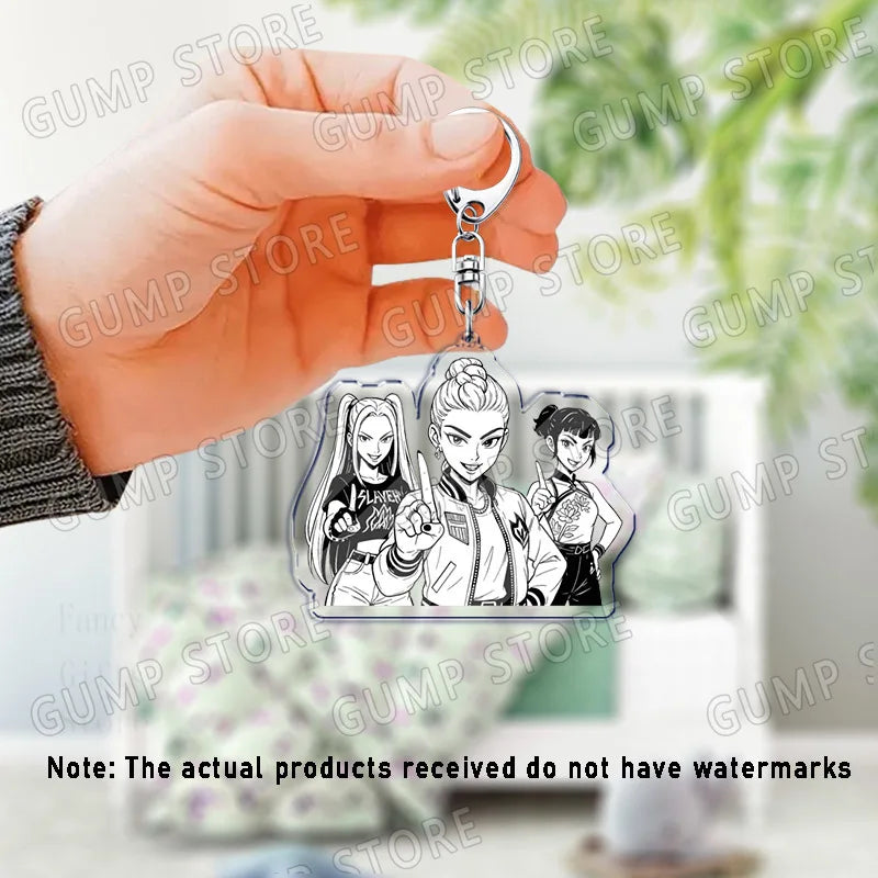 Llavero K-Pop Demon Hunters | Accesorio divertido y coleccionable con personajes Huntrix, Saja, Rumi, Zoey, Jinu y Derpy Tiger. Ideal como regalo, adorno para mochilas o llaves, perfecto para fans que quieren mostrar su estil