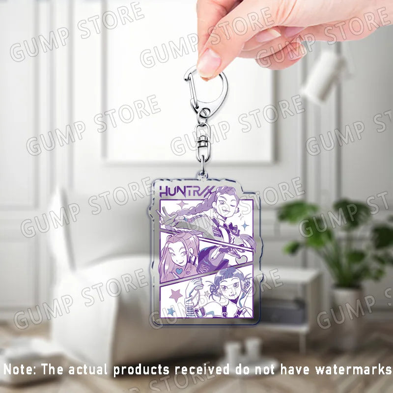 Llavero K-Pop Demon Hunters | Accesorio divertido y coleccionable con personajes Huntrix, Saja, Rumi, Zoey, Jinu y Derpy Tiger. Ideal como regalo, adorno para mochilas o llaves, perfecto para fans que quieren mostrar su estil