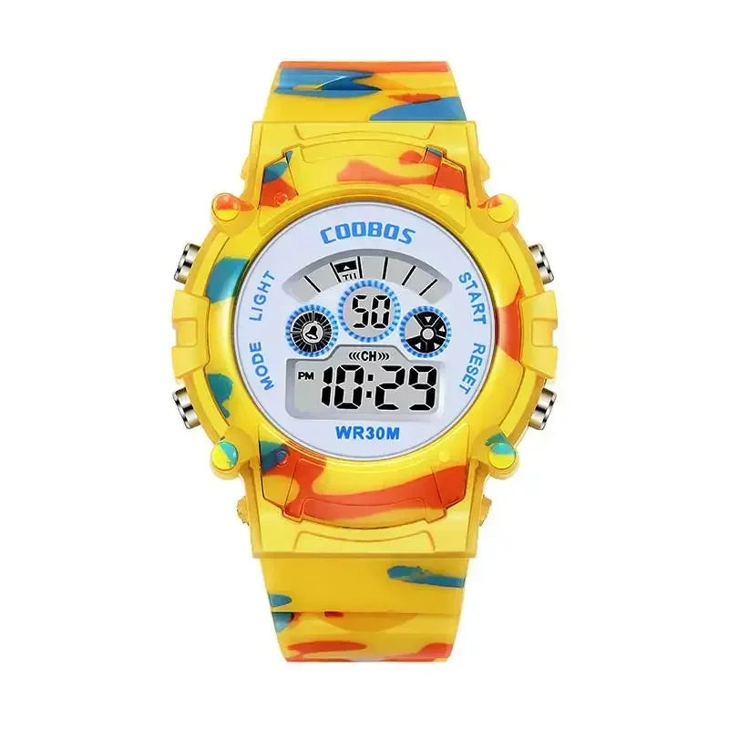 Relojes digitales militares para niños, resistente al agua, luminoso, LED, alarma, deportivo.