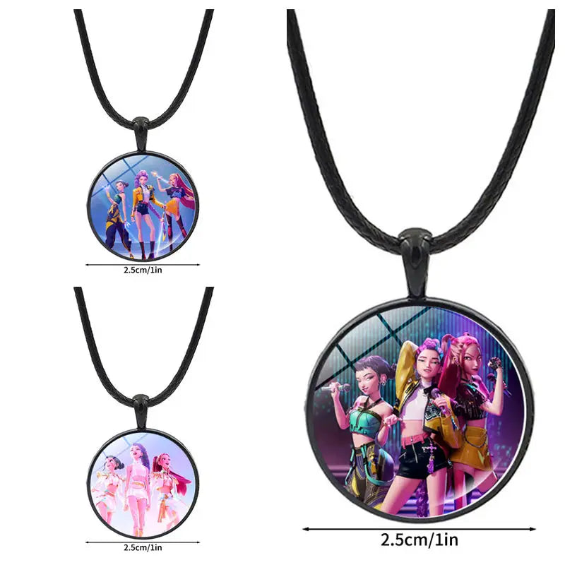 Collar y Pulsera Anime K-Pop Demon Hunters | Juego de accesorios con diseño de corazón, ideal para niñas y mujeres fanáticas del K-Pop. Perfecto para completar tu look, regalar o coleccionar, combinando estilo moderno y d