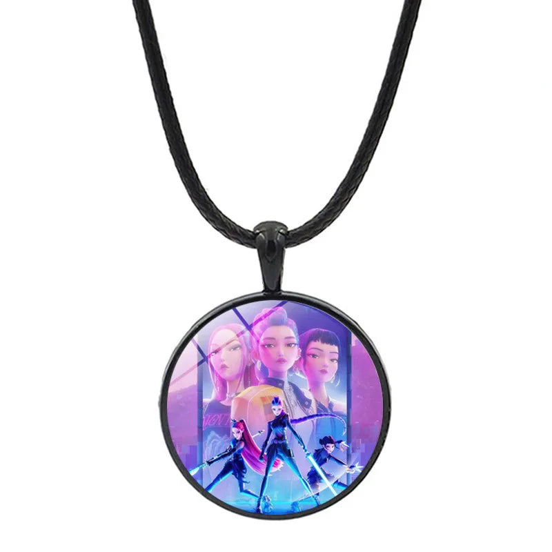 Collar y Pulsera Anime K-Pop Demon Hunters | Juego de accesorios con diseño de corazón, ideal para niñas y mujeres fanáticas del K-Pop. Perfecto para completar tu look, regalar o coleccionar, combinando estilo moderno y d
