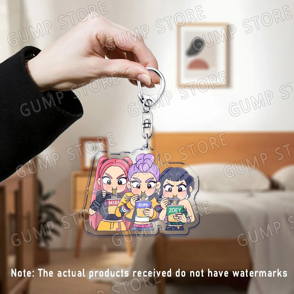 Llavero K-Pop Demon Hunters | Accesorio divertido y coleccionable con personajes Huntrix, Saja, Rumi, Zoey, Jinu y Derpy Tiger. Ideal como regalo, adorno para mochilas o llaves, perfecto para fans que quieren mostrar su estil