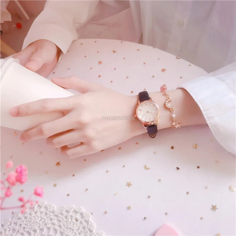 Nuevo reloj de moda para niños con esfera digital, reloj de cuarzo con correa de cuero, reloj de regalo para niñas (sin caja)