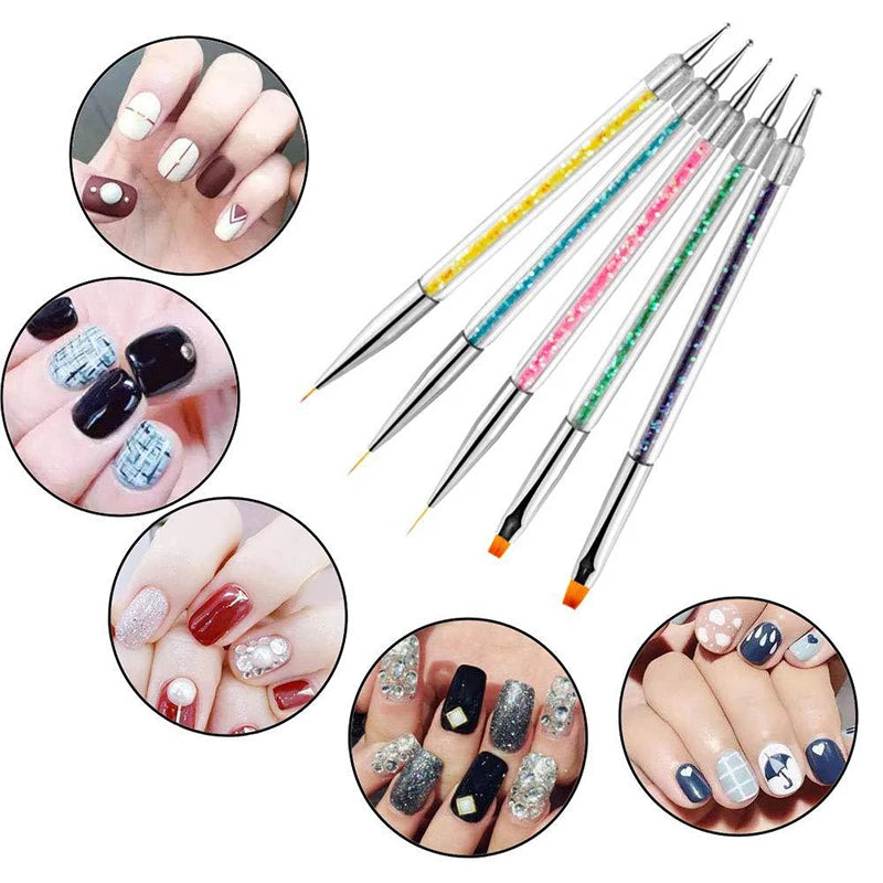 💅 Nail Art Pro en tus manos: dibuja, decora y brilla ✨. Con este set de 5 herramientas Nail Art puedes dibujar, pintar y decorar con precisión.