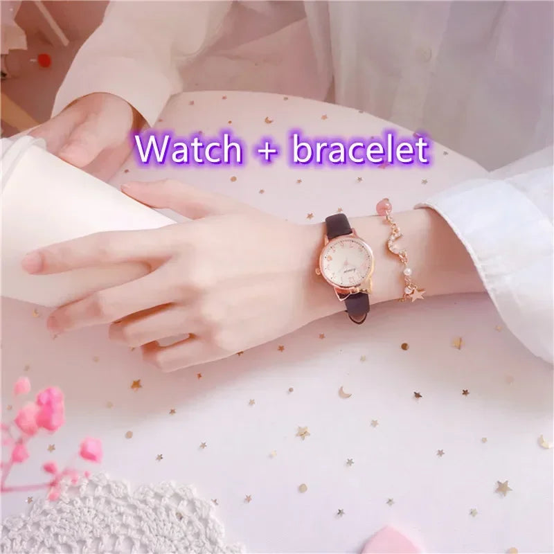 Nuevo reloj de moda para niños con esfera digital, reloj de cuarzo con correa de cuero, reloj de regalo para niñas (sin caja)
