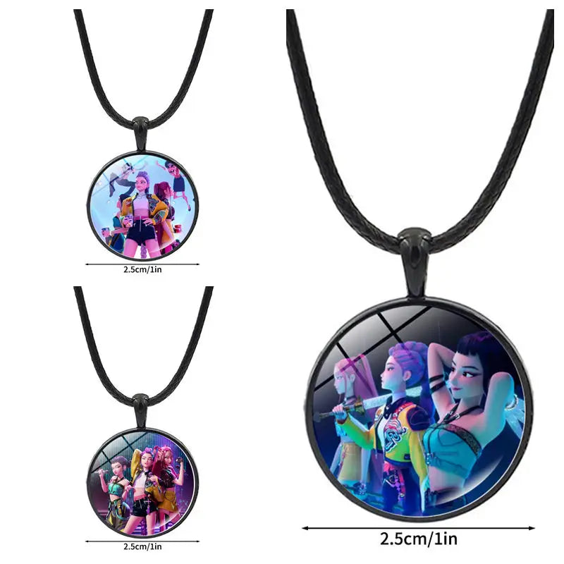 Collar y Pulsera Anime K-Pop Demon Hunters | Juego de accesorios con diseño de corazón, ideal para niñas y mujeres fanáticas del K-Pop. Perfecto para completar tu look, regalar o coleccionar, combinando estilo moderno y d