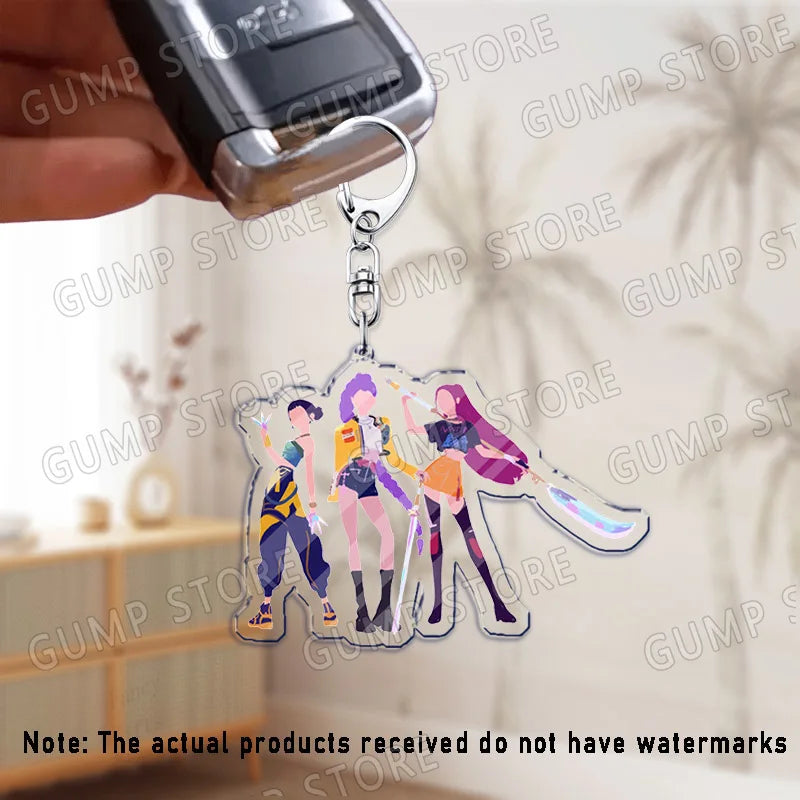 Llavero K-Pop Demon Hunters | Accesorio divertido y coleccionable con personajes Huntrix, Saja, Rumi, Zoey, Jinu y Derpy Tiger. Ideal como regalo, adorno para mochilas o llaves, perfecto para fans que quieren mostrar su estil