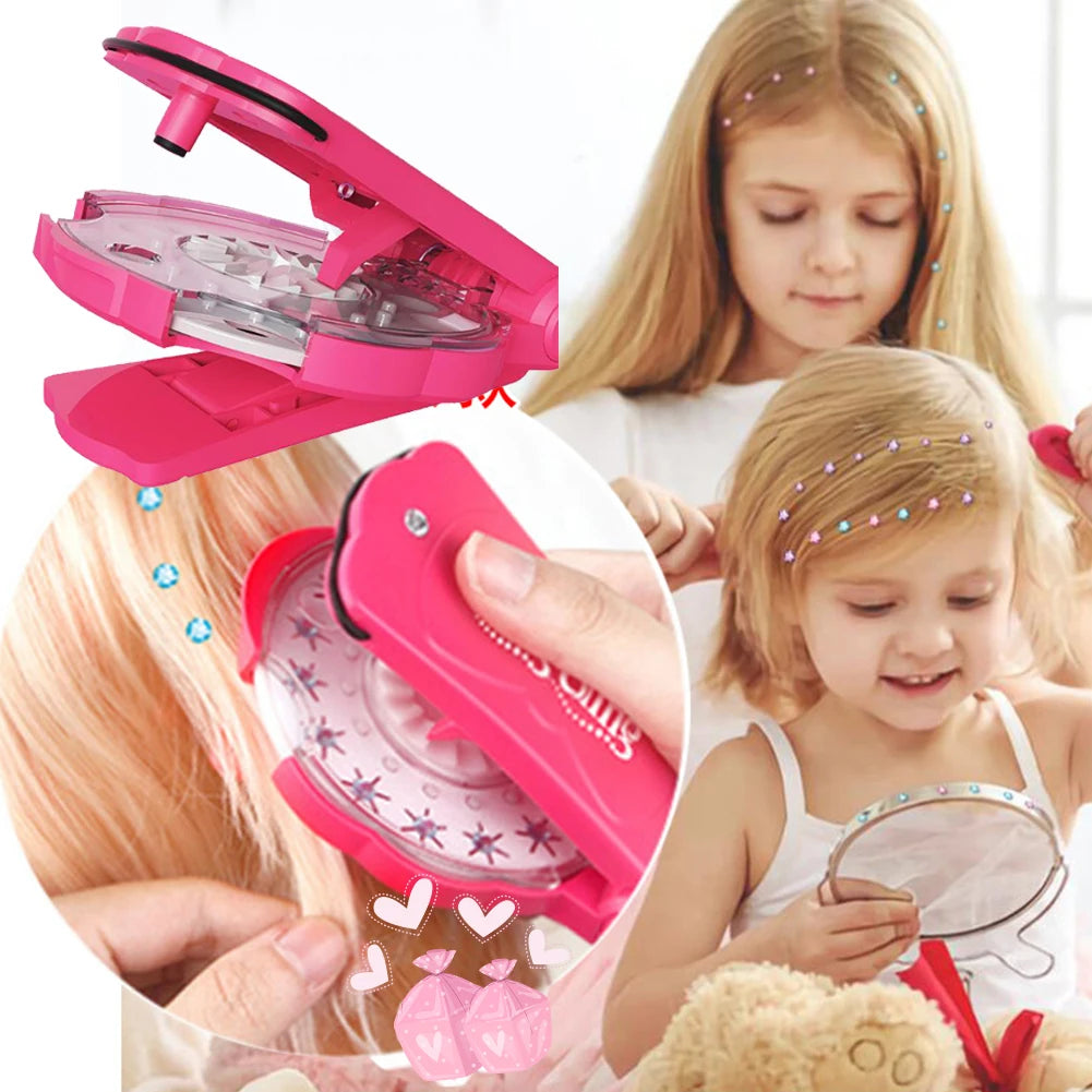 Kit de Decoración de Cabello con Diamantes de Imitación | Incluye 180 gemas y máquina aplicadora para crear peinados brillantes y personalizados. Perfecto para niñas que disfrutan del maquillaje, la moda y el juego creati