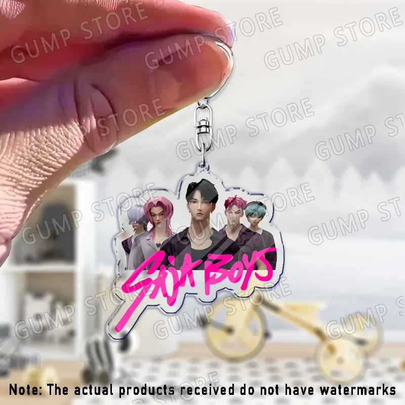 Llavero K-Pop Demon Hunters | Accesorio divertido y coleccionable con personajes Huntrix, Saja, Rumi, Zoey, Jinu y Derpy Tiger. Ideal como regalo, adorno para mochilas o llaves, perfecto para fans que quieren mostrar su estil