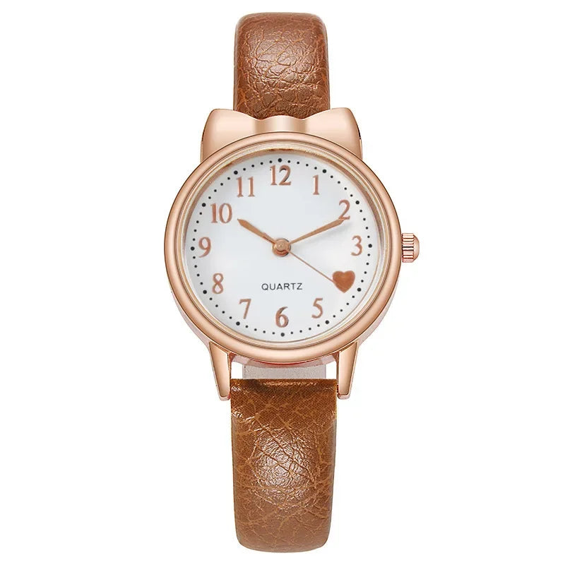 Nuevo reloj de moda para niños con esfera digital, reloj de cuarzo con correa de cuero, reloj de regalo para niñas (sin caja)