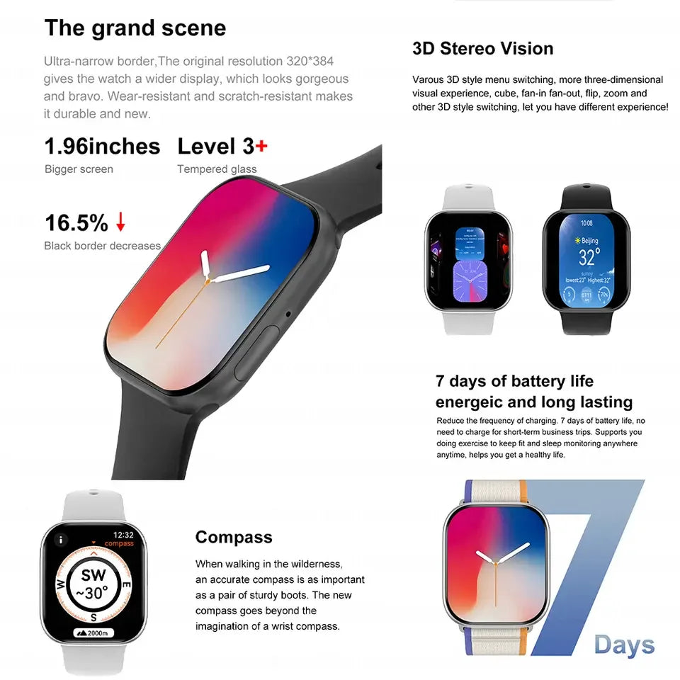 Tecnología y estilo en tu muñeca
El Smartwatch GPS Serie 9 ofrece pantalla Always-On, llamadas Bluetooth, NFC y medición de temperatura corporal. Compatible con iOS y Android, diseñado para hombres y mujeres que buscan sa