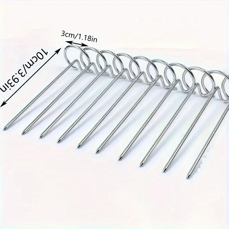 “Juego de 10 Accesorios Universales para Freidora de Aire y Parrilla Vertical | Agujas para Brochetas en Acero Inoxidable 304 de Calidad Alimentaria, Ideales para Hornear y Asar con Seguridad y Durabilidad.”