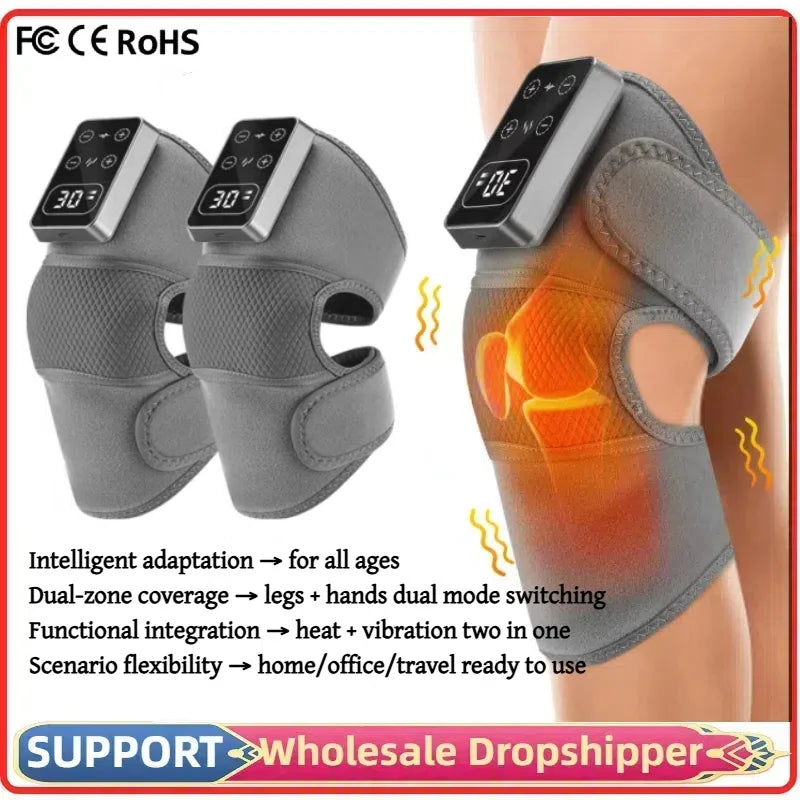 El Masajeador Eléctrico de Rodilla con 3 niveles de vibración y 5 niveles de compresión térmica brinda un masaje profundo que relaja músculos, mejora la circulación y alivia el dolor articular.