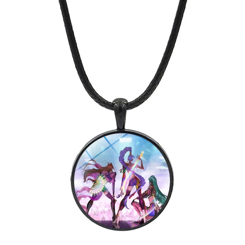 Collar y Pulsera Anime K-Pop Demon Hunters | Juego de accesorios con diseño de corazón, ideal para niñas y mujeres fanáticas del K-Pop. Perfecto para completar tu look, regalar o coleccionar, combinando estilo moderno y d
