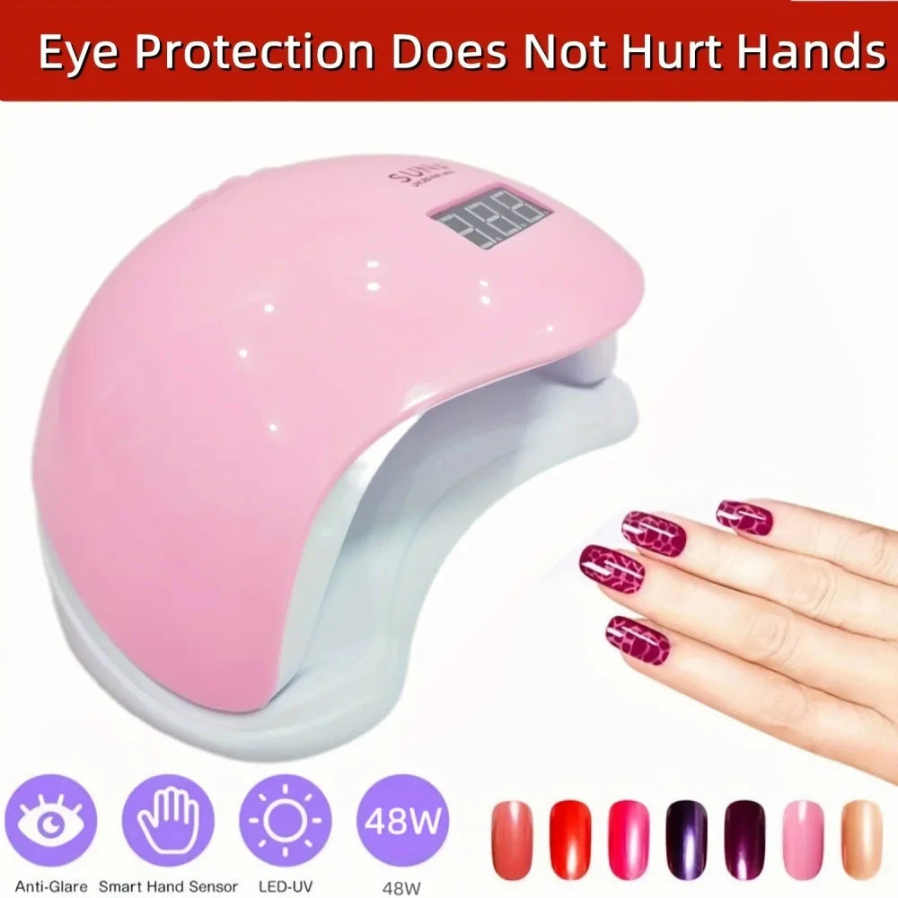 La LINMANDA SUN5 Lámpara LED UV 48W es perfecta para un secado rápido y profesional de uñas en gel. Su potente luz LED garantiza un acabado uniforme y duradero