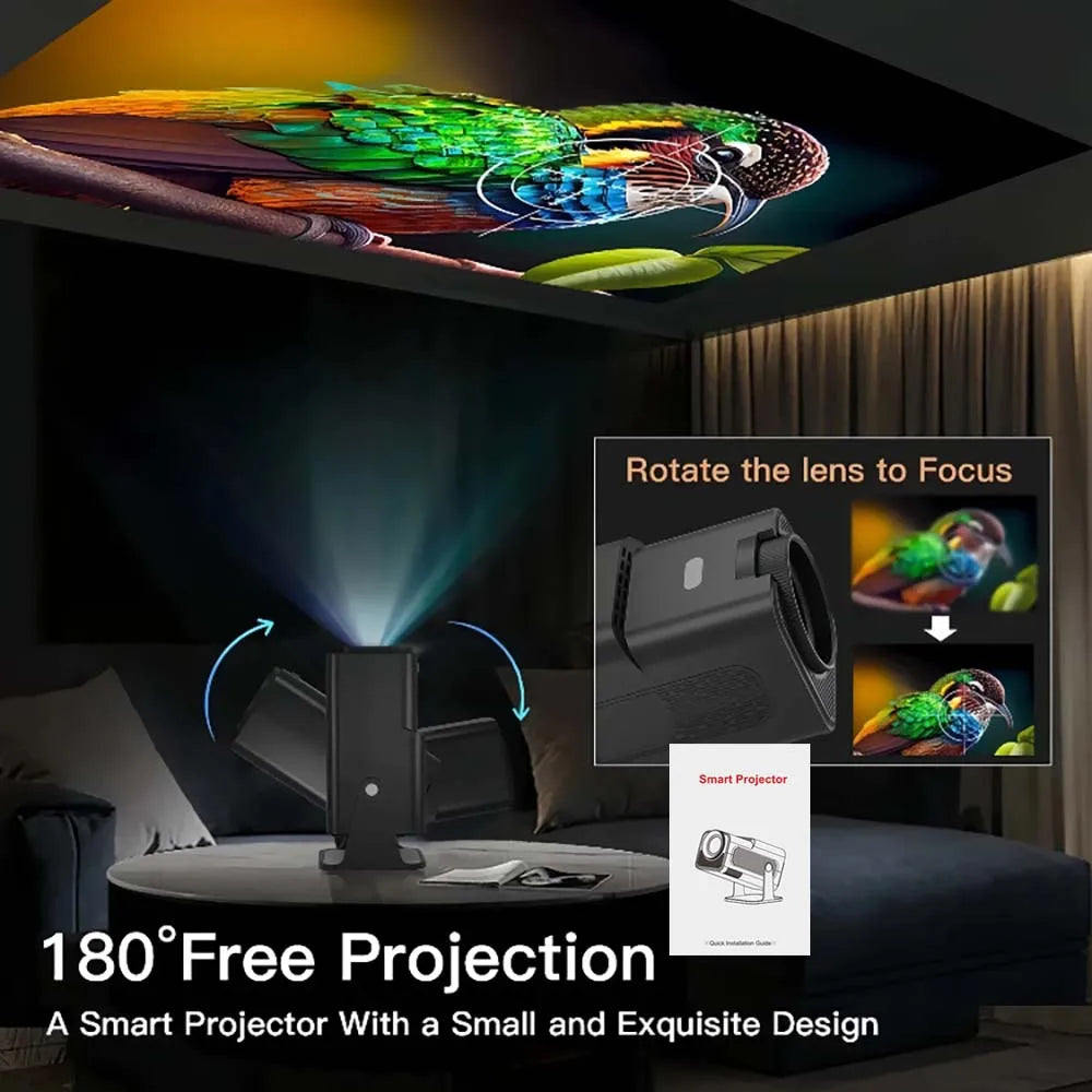 Disfruta tus películas y series favoritas desde cualquier ángulo con el Proyector Portátil 4K HD 1080P Nativo (2025). Con WiFi dual y sistema Android integrado, tendrás entretenimiento ilimitado en la palma de tu mano.