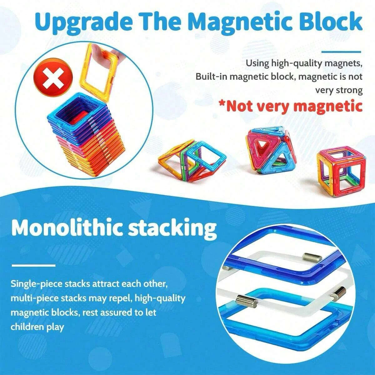 Bloques de construcción magnéticos, juguetes de imanes para bricolaje, juguetes STEM de tamaño mediano. Juguete educativo.