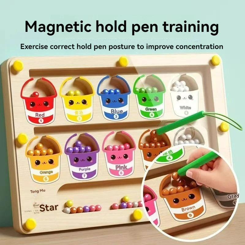 Laberinto magnético para niños, pelota para caminar, entrenamiento de concentración para bebés, escritura, pensamiento lógico para niños desde 3 años.