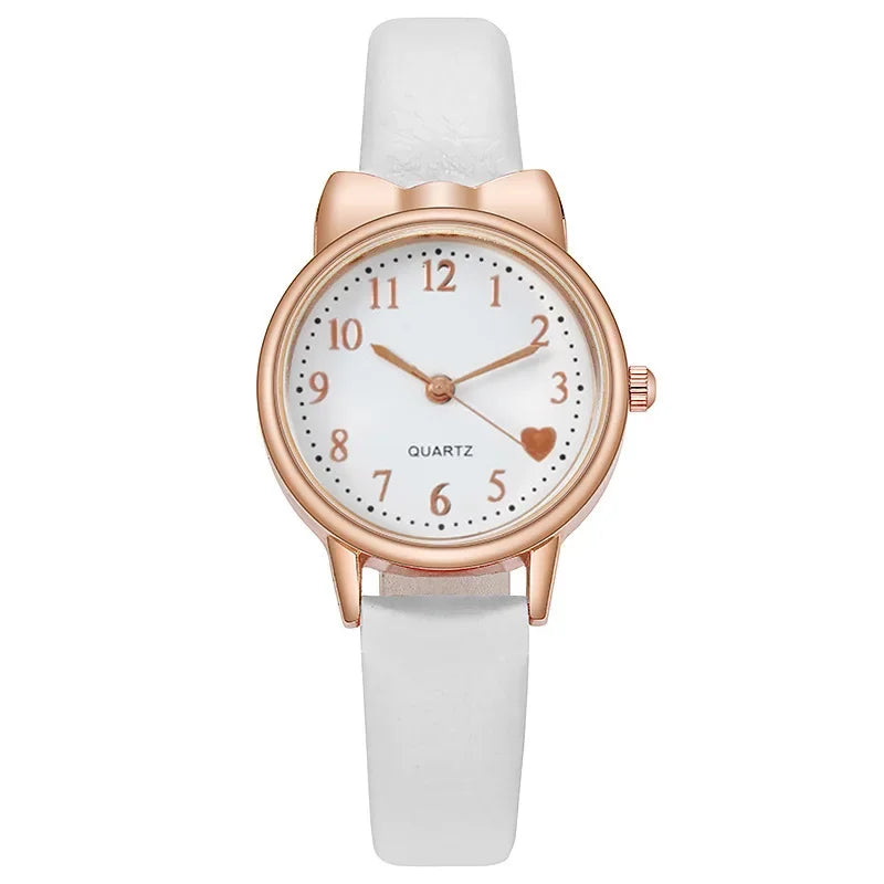Nuevo reloj de moda para niños con esfera digital, reloj de cuarzo con correa de cuero, reloj de regalo para niñas (sin caja)