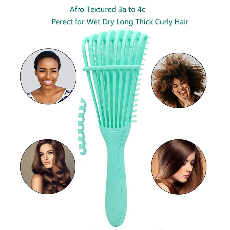 Cepillo Desenredante Profesional | Ideal para cabello rizado, grueso o con nudos. Su diseño flexible tipo “pulpo” masajea el cuero cabelludo, reduce el quiebre y deja tu pelo suave y manejable.