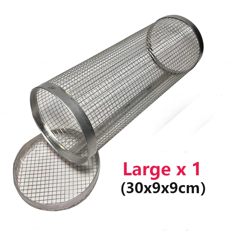 “Cesta de Parrilla Cilíndrica de Acero Inoxidable | Malla de Alambre Duradera, Ideal para Asar en BBQ, Camping y Actividades al Aire Libre. Portátil y Fácil de Usar.”