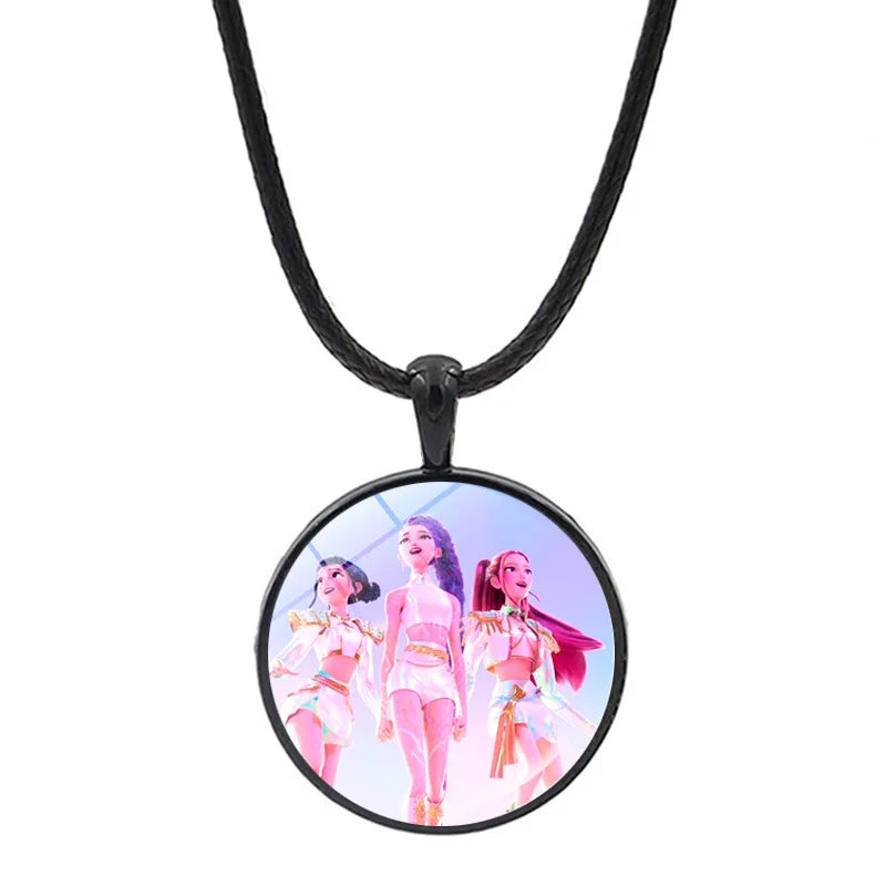 Collar y Pulsera Anime K-Pop Demon Hunters | Juego de accesorios con diseño de corazón, ideal para niñas y mujeres fanáticas del K-Pop. Perfecto para completar tu look, regalar o coleccionar, combinando estilo moderno y d