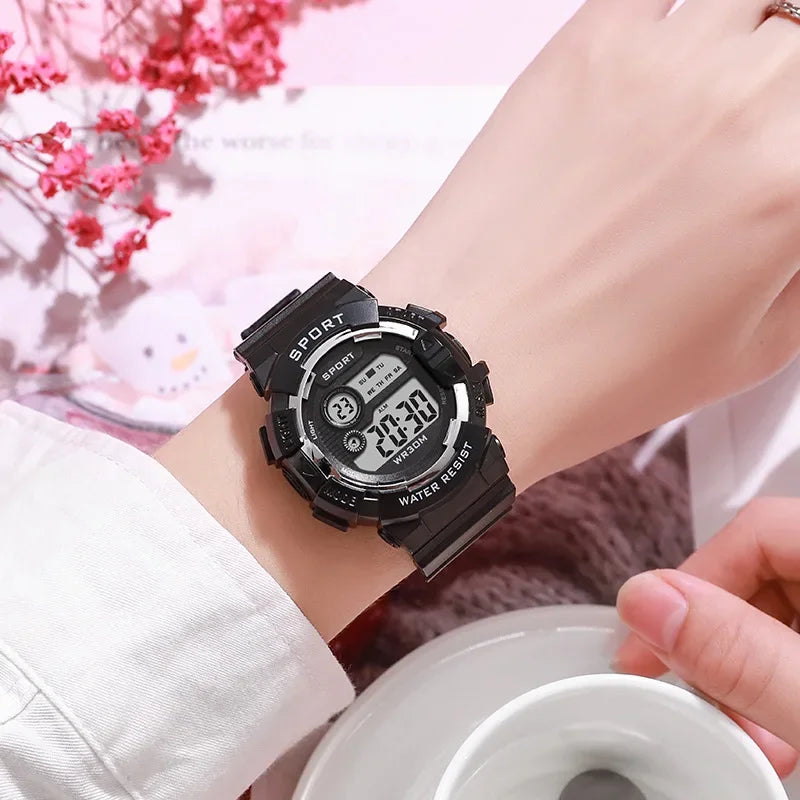 Relojes digitales LED Luminoso de moda para niños y niñas, estudiantes, reloj deportivo con alarma.