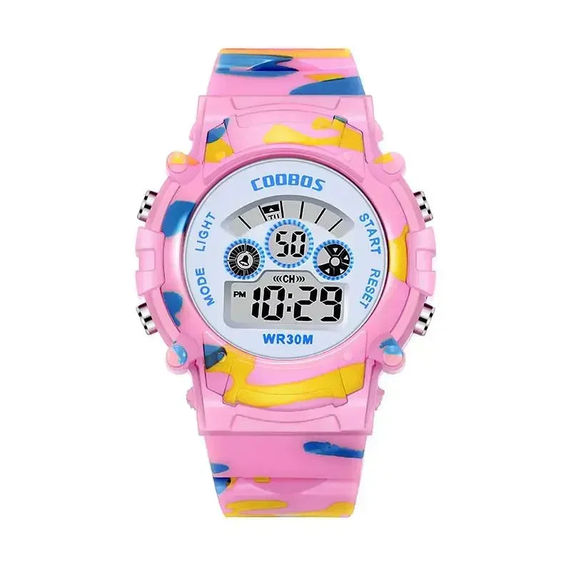 Relojes digitales militares para niños, resistente al agua, luminoso, LED, alarma, deportivo.