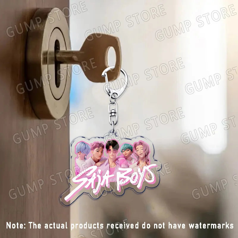 Llavero K-Pop Demon Hunters | Accesorio divertido y coleccionable con personajes Huntrix, Saja, Rumi, Zoey, Jinu y Derpy Tiger. Ideal como regalo, adorno para mochilas o llaves, perfecto para fans que quieren mostrar su estil