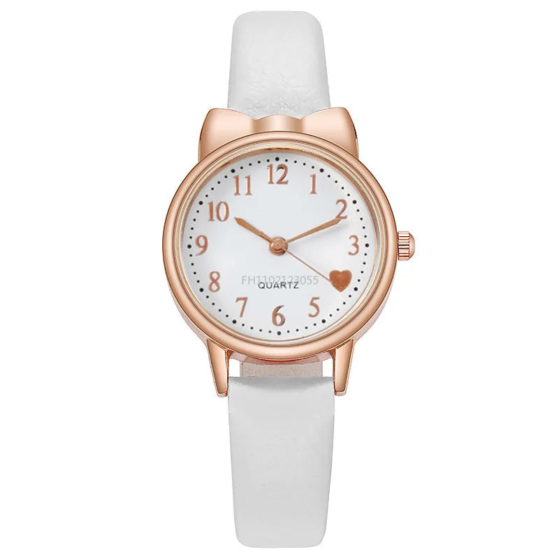 Nuevo reloj de moda para niños con esfera digital, reloj de cuarzo con correa de cuero, reloj de regalo para niñas (sin caja)