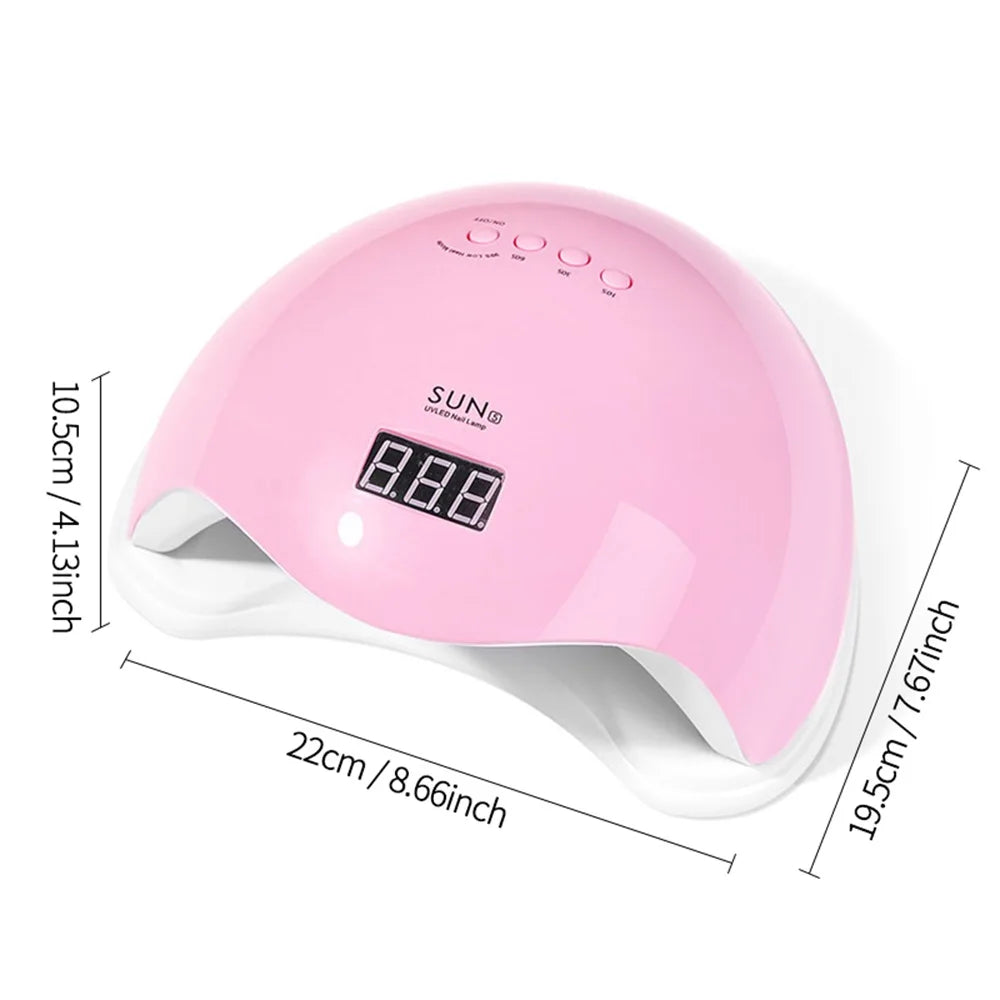 La LINMANDA SUN5 Lámpara LED UV 48W es perfecta para un secado rápido y profesional de uñas en gel. Su potente luz LED garantiza un acabado uniforme y duradero