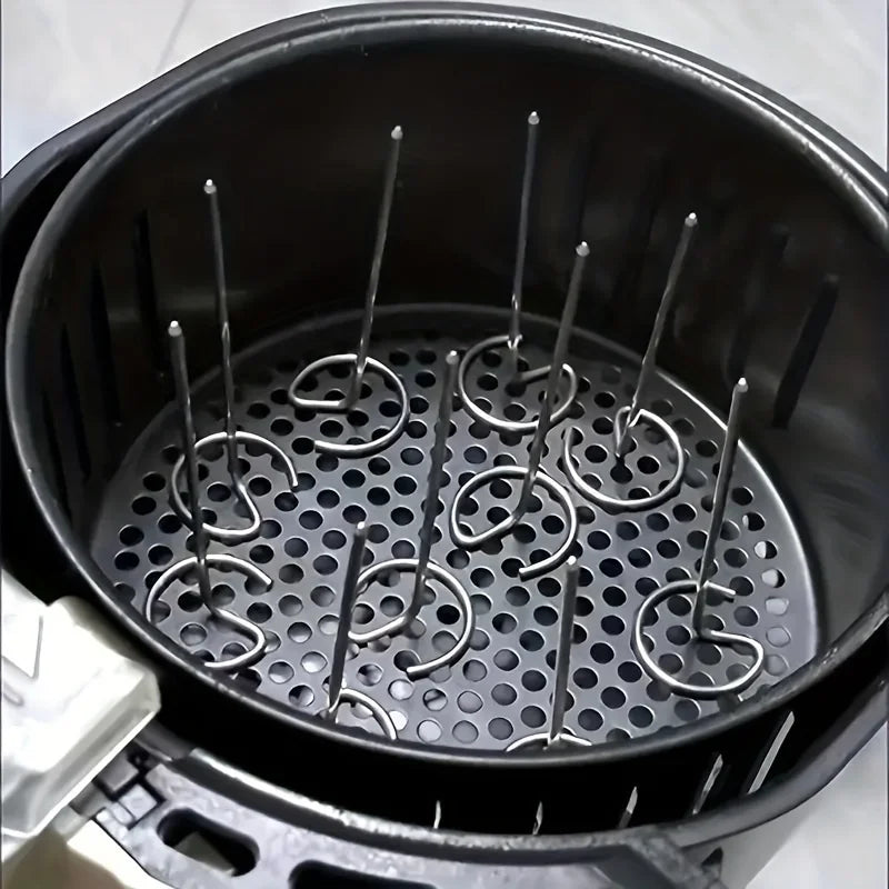“Juego de 10 Accesorios Universales para Freidora de Aire y Parrilla Vertical | Agujas para Brochetas en Acero Inoxidable 304 de Calidad Alimentaria, Ideales para Hornear y Asar con Seguridad y Durabilidad.”